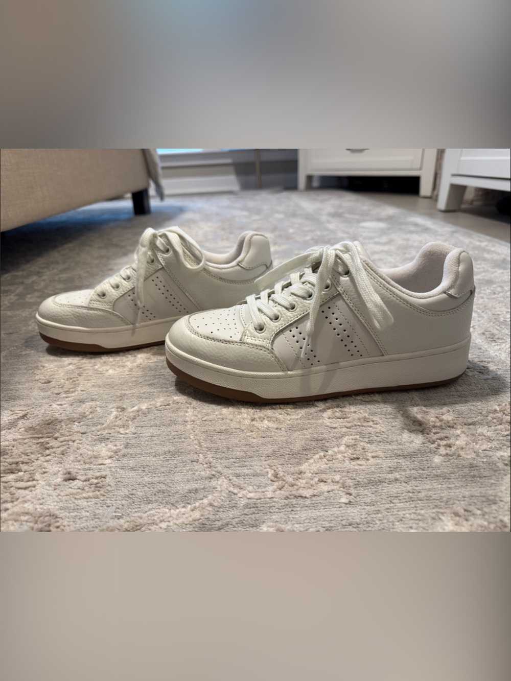 Marc Fisher Off-White Leather Low-Top Sneakers